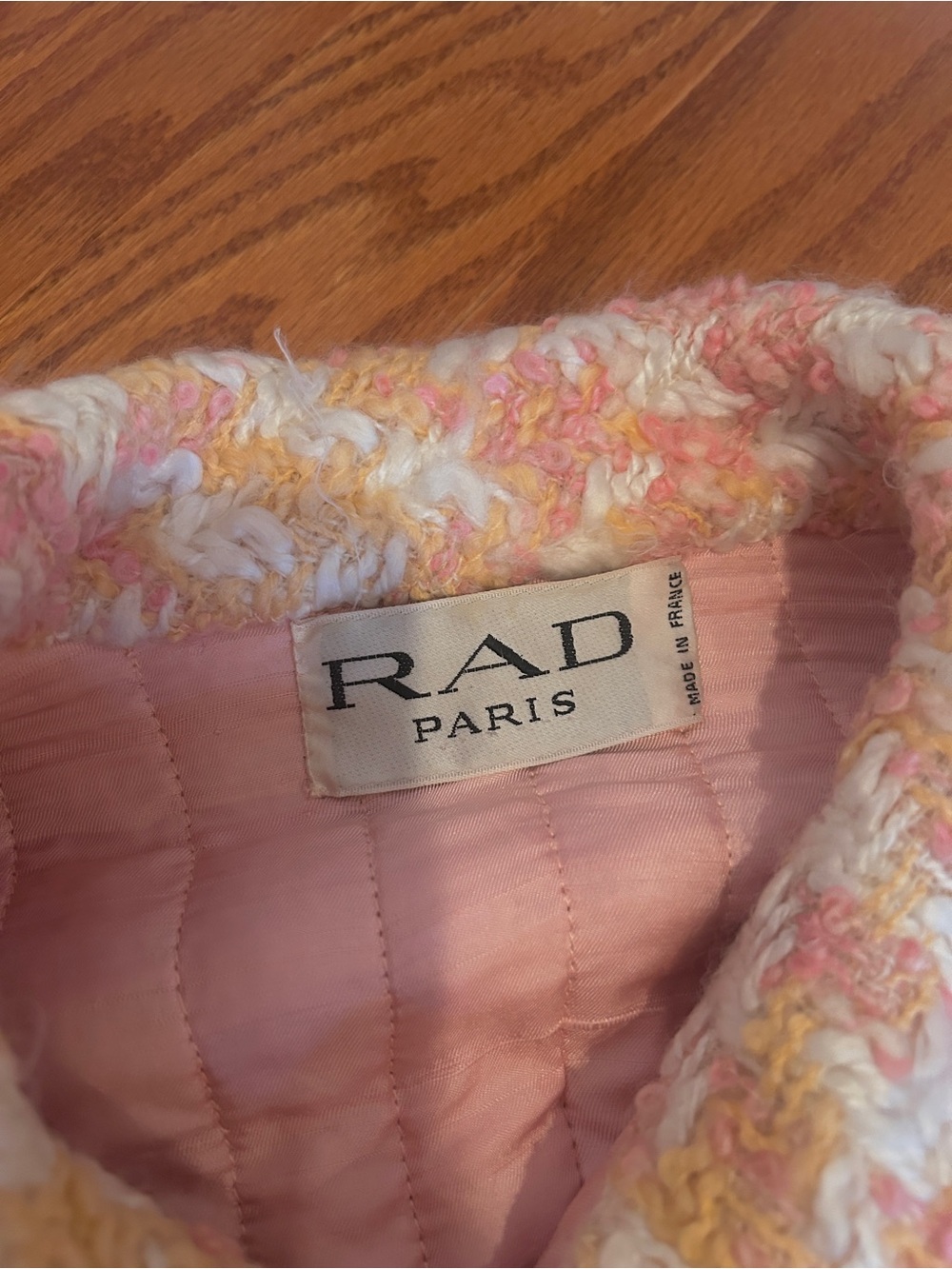 Vintage 80s RAD Paris Pink & Peach Tweed Two-Piece Jacket and Skirt Set - Picture 5 of 5